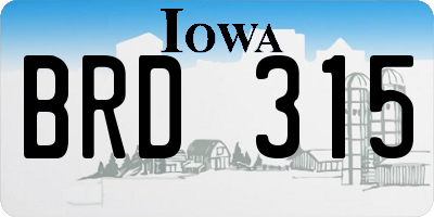 IA license plate BRD315