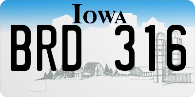 IA license plate BRD316
