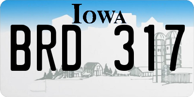 IA license plate BRD317