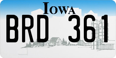 IA license plate BRD361
