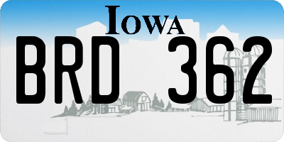 IA license plate BRD362
