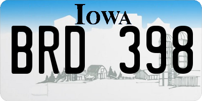 IA license plate BRD398
