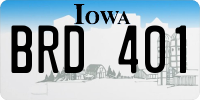 IA license plate BRD401