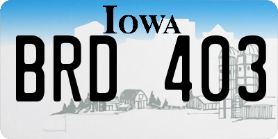 IA license plate BRD403
