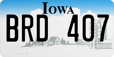 IA license plate BRD407