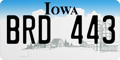 IA license plate BRD443