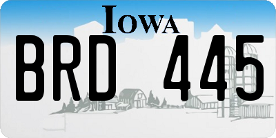 IA license plate BRD445