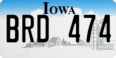 IA license plate BRD474