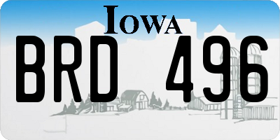 IA license plate BRD496