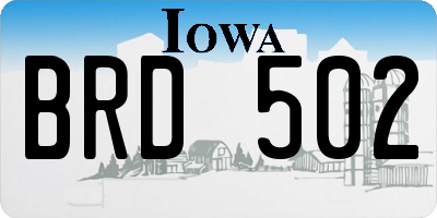 IA license plate BRD502