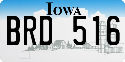 IA license plate BRD516