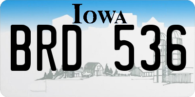 IA license plate BRD536