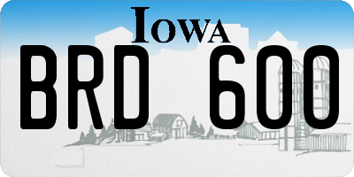 IA license plate BRD600