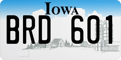 IA license plate BRD601