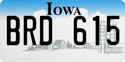 IA license plate BRD615