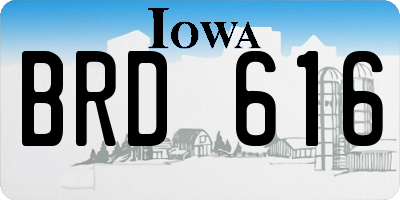 IA license plate BRD616