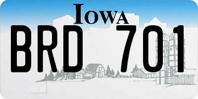 IA license plate BRD701