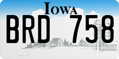 IA license plate BRD758