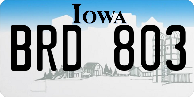 IA license plate BRD803