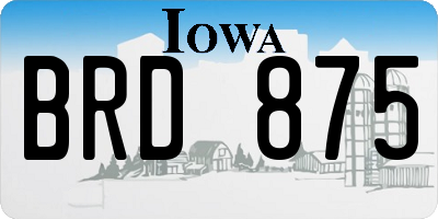 IA license plate BRD875