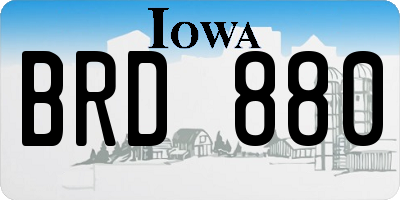 IA license plate BRD880