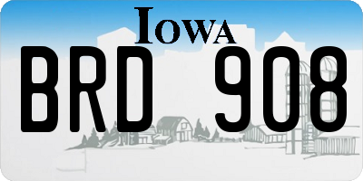 IA license plate BRD908