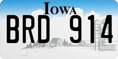 IA license plate BRD914