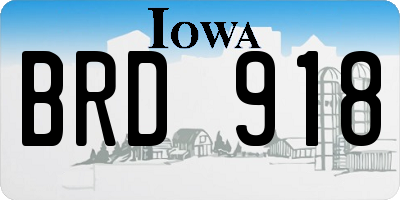 IA license plate BRD918