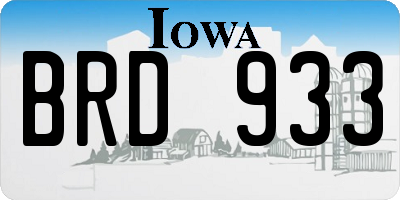 IA license plate BRD933