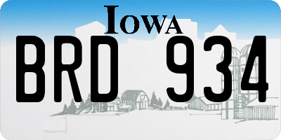 IA license plate BRD934
