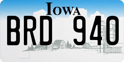 IA license plate BRD940
