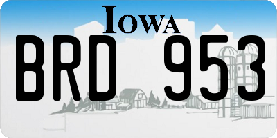 IA license plate BRD953