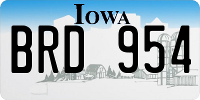 IA license plate BRD954