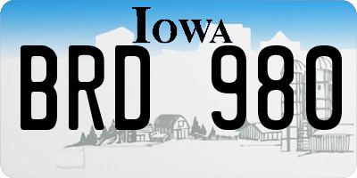 IA license plate BRD980