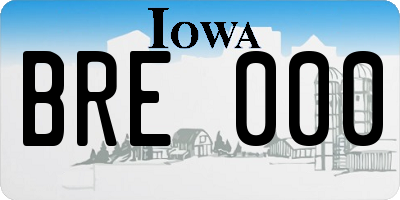 IA license plate BRE000