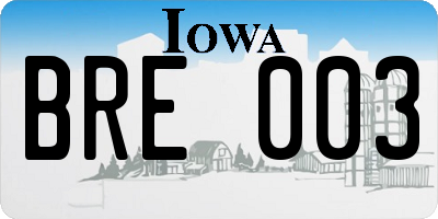 IA license plate BRE003