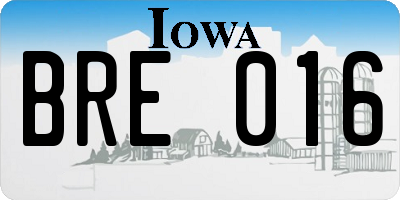 IA license plate BRE016