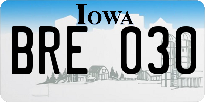 IA license plate BRE030