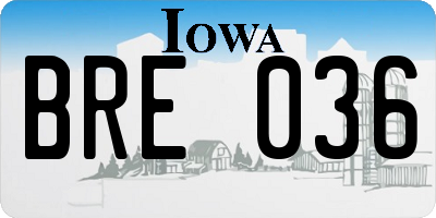 IA license plate BRE036
