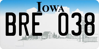 IA license plate BRE038