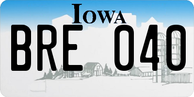IA license plate BRE040