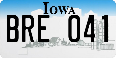IA license plate BRE041