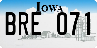 IA license plate BRE071