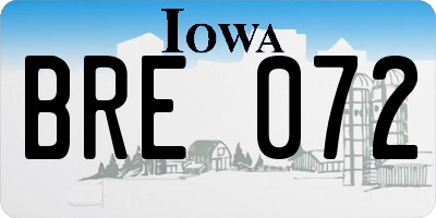 IA license plate BRE072
