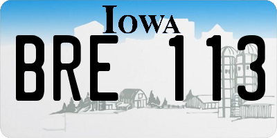 IA license plate BRE113