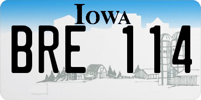 IA license plate BRE114