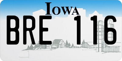 IA license plate BRE116