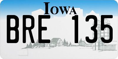 IA license plate BRE135