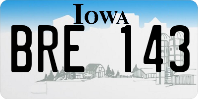 IA license plate BRE143