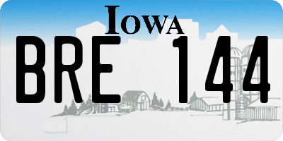 IA license plate BRE144